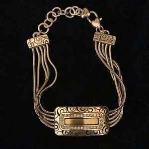 Silver and Gold Toned Bracelets w/Crystal accents